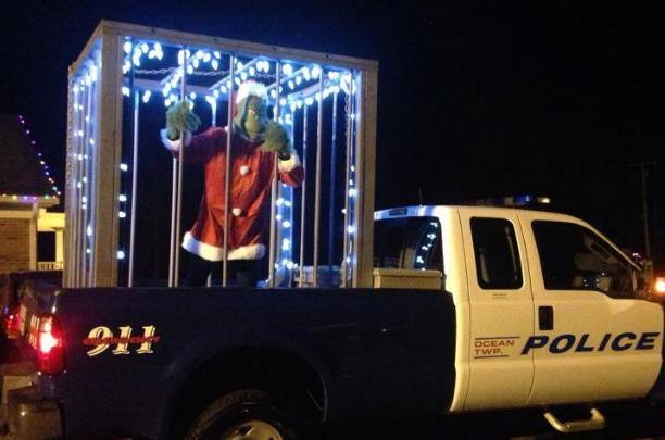  The jailed Grinch Monday evening in Ocean Township. (Image: Ocean Township Police Department)  