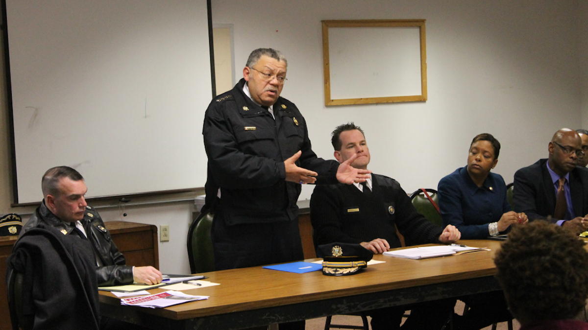  Police Commissioner Charles Ramsey responds to residents' concerns at town-and-gown meeting near La Salle University. (Matthew Grady/for NewsWorks) 