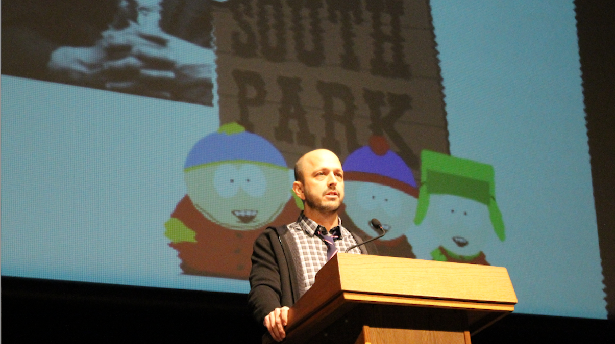  Dan Sterling spoke at Germantown Friends School last week as the 2013 Alumni Speaker. (Matt Grady/for NewsWorks) 