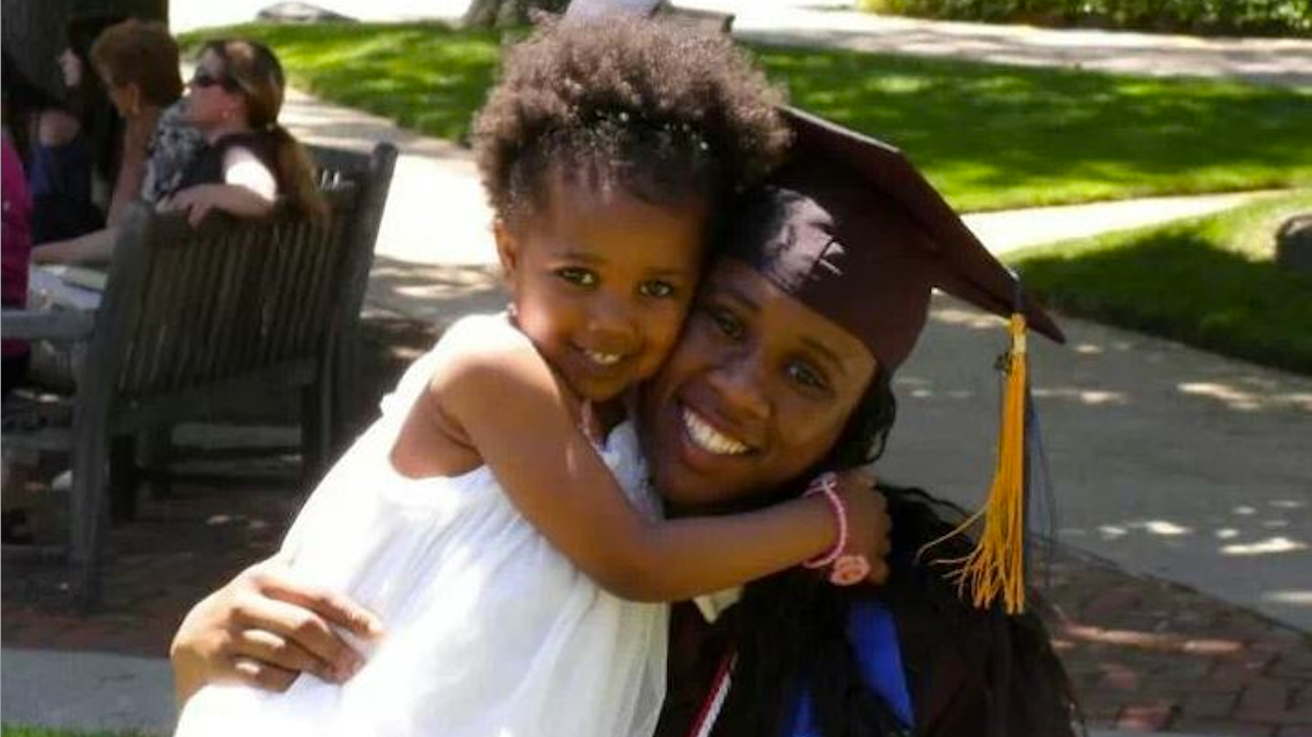  Queen Muse and daughter Aniyah in 2012 when Muse got her undergraduate degree from La Salle University. (Photo courtesy of Germantown Beat) 