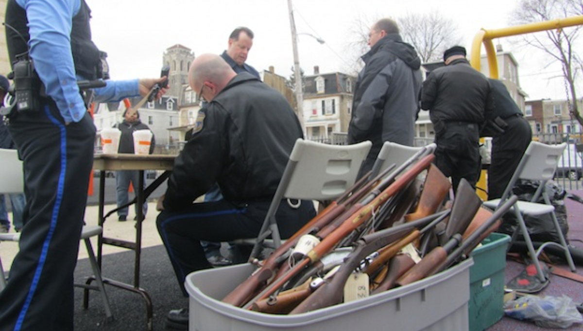  Ray Jones was at this Dec. 2011 guns-for-goods collection event at Lonnie Young Recreation Center. (NewsWorks, file art) 