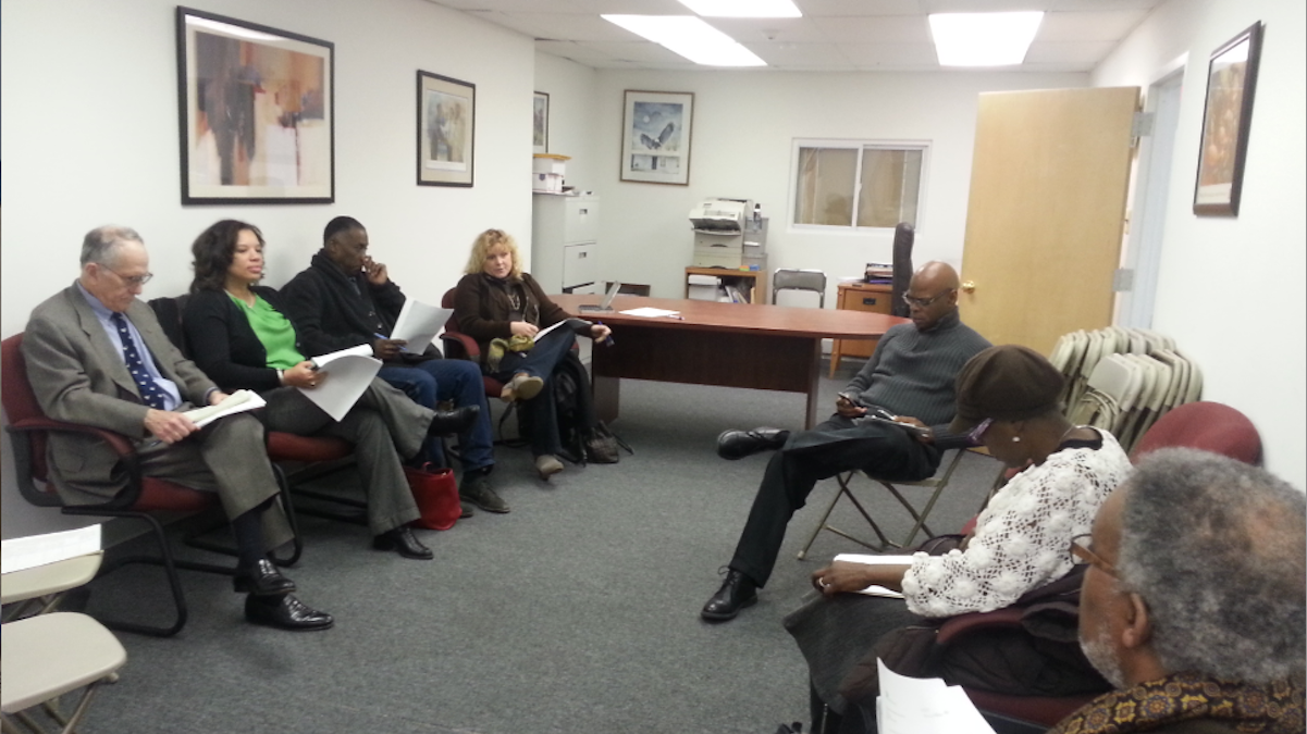  The Germantown High School Task Force met Thursday night at state Rep. Stephen Kinsey's district office. (Aaron Moselle/WHYY) 