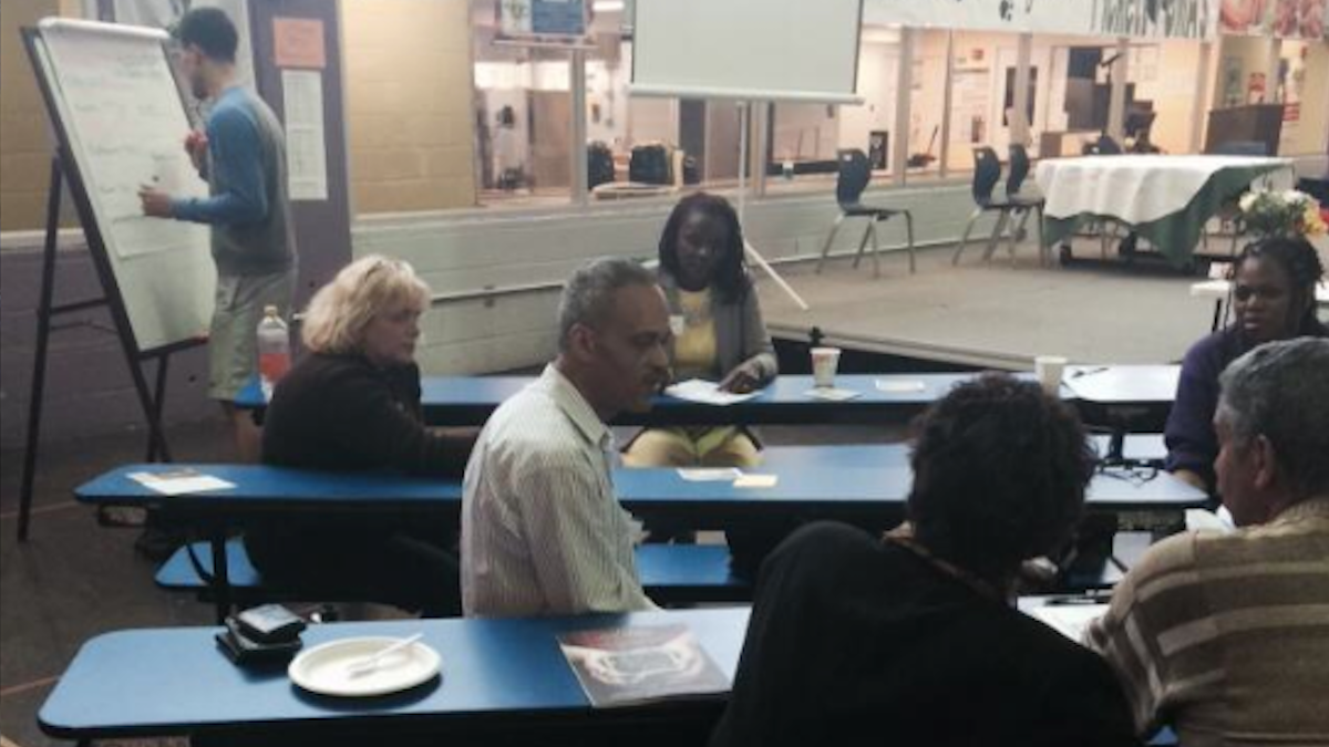  One of many breakout sessions at Saturday's gentrification forum in Germantown. (Photo courtesy of Germantown United CDC) 