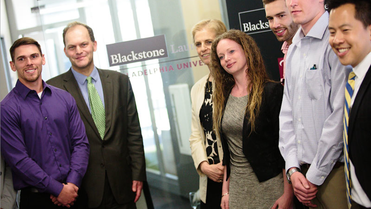  Blackstone executives celebrate its Charitable Foundation's partnership with local college campuses at a ribbon-cutting ceremony at Philadelphia University. (Photo courtesy of Philadelphia University) 