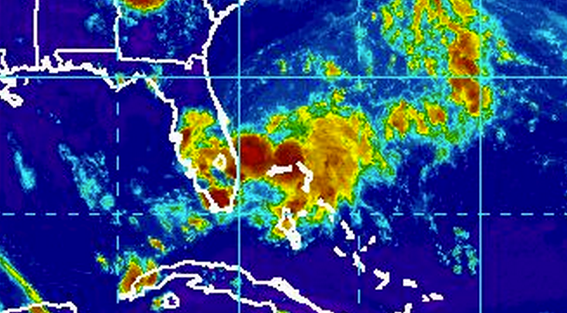  The disturbance off the southeastern US coast Monday afternoon that is expected to impact the area later in the week. (Image: NOAA) 