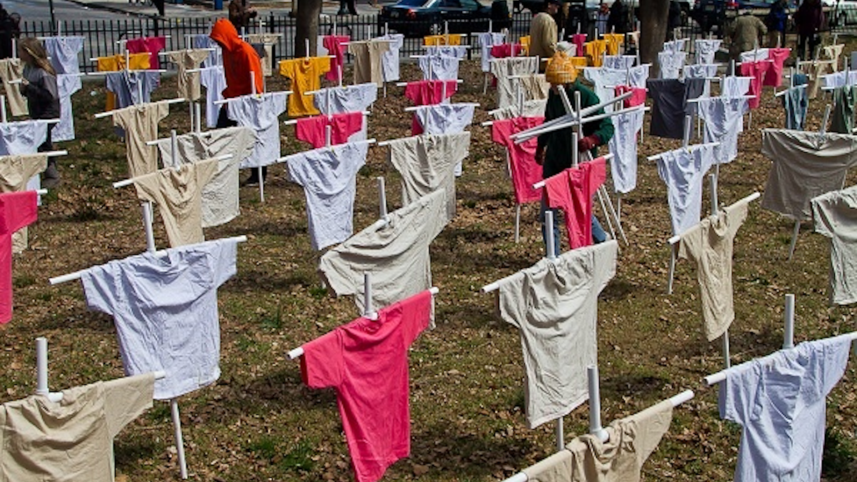  Heeding God's Call, a group which works with faith-based groups to protest gun violence, set up a Vernon Park tribute to the city's 2012 homicide victims last March. (NewsWorks, file art) 