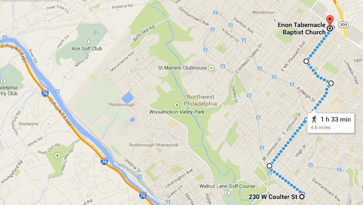  The Run/Walk route. (Image courtesy of Google Maps) 