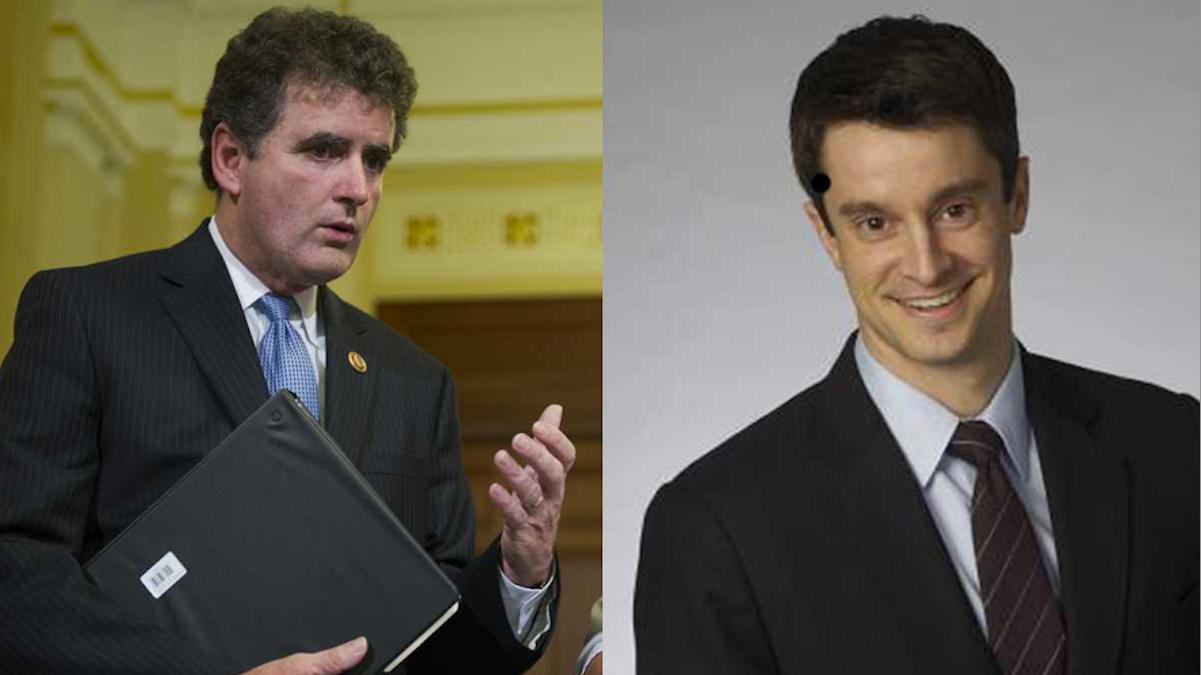  The Rothenberg Political Report last week labeled U.S. Rep Mike Fitzpatrick's seat 'safe' from challenger Kevin Strouse (right). (NewsWorks, file art) 
