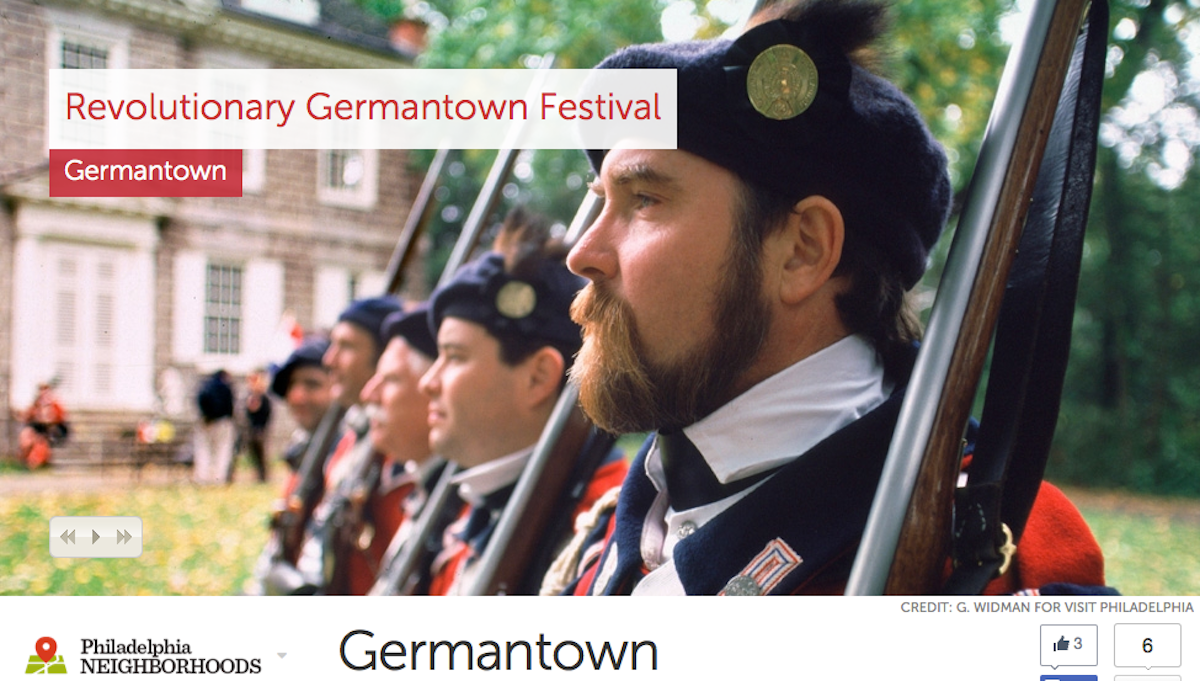  VisitPhilly's Germantown page went live in late August. (Image from VisitPhilly.com) 