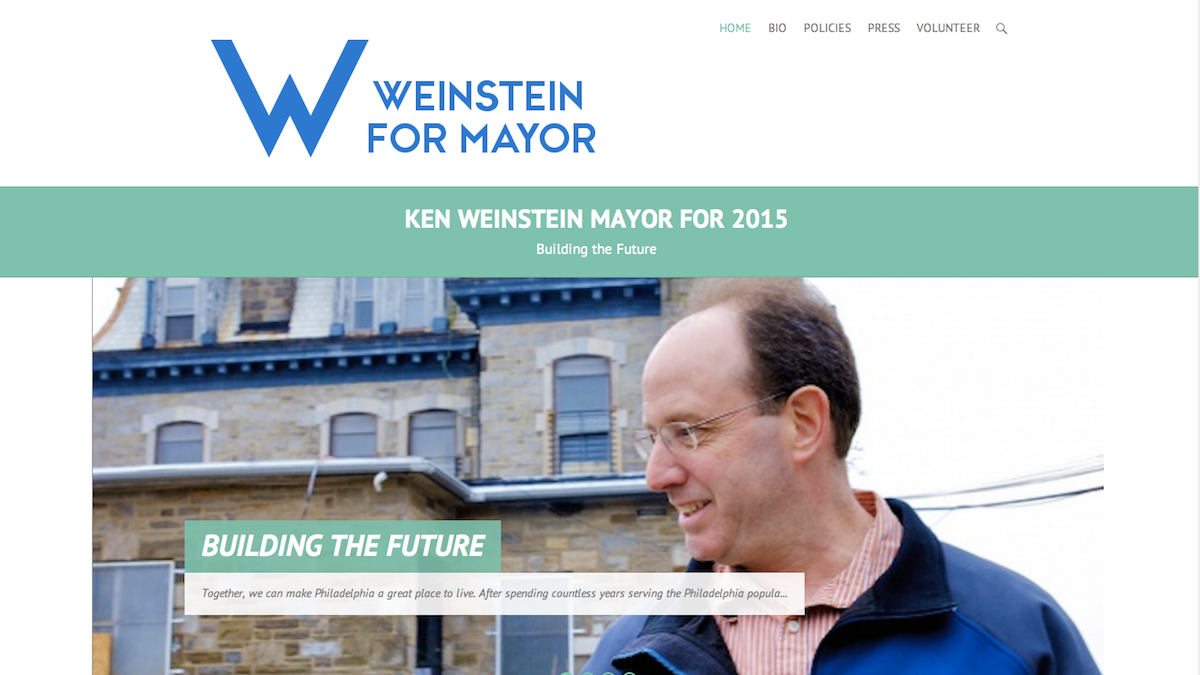  A screenshot of the Weinstein for Mayor website. (Courtesy of Weinsteinfor2015.org) 