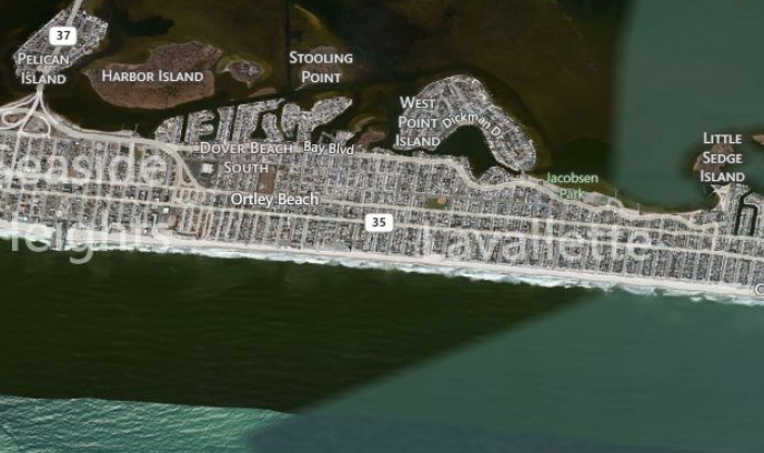  A roadway construction project on Route 35 between Ortley Beach and Lavallette began today. (Image: Bing) 