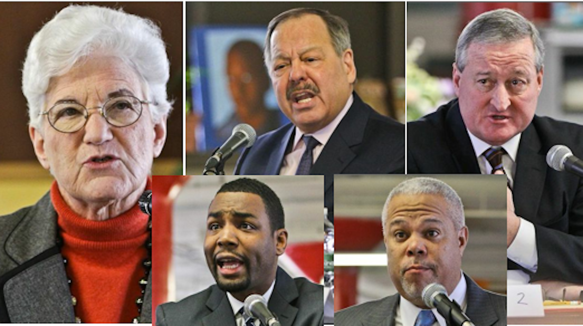  Five of the six Democratic mayoral candidates responded to the Chamber of Commerce questionnaire. (Kimberly Paynter/WHYY) 
