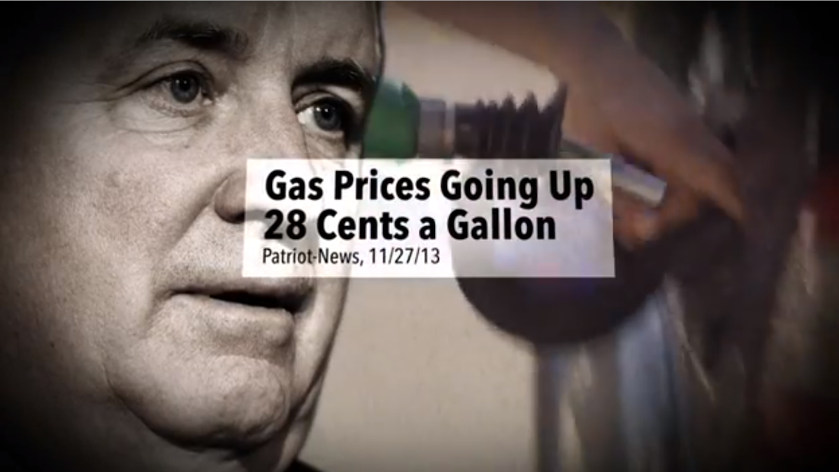  Screen grab from Tom Wolf's 'Fact Check' commercial in his 2014 campaign against then-Gov. Tom Corbett. (Image via Wolf For Governor YouTube page) 