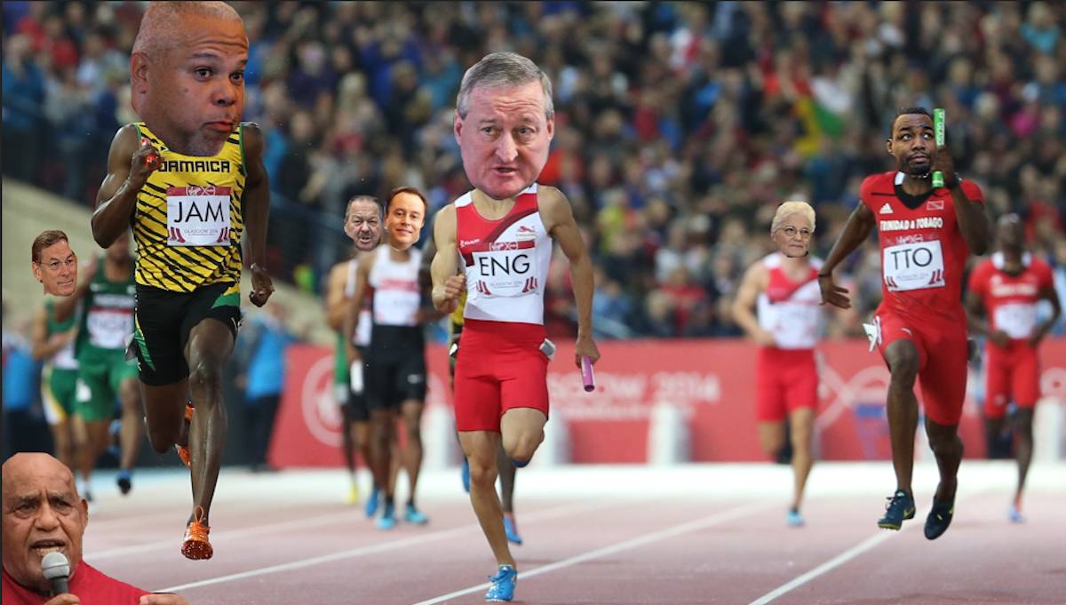 Usain Bolt during the Commonwealth Games 2014 in Glasgow, Scotland (Original photo, AP Photo/Scott Heppell; NewsWorks/illustration) 