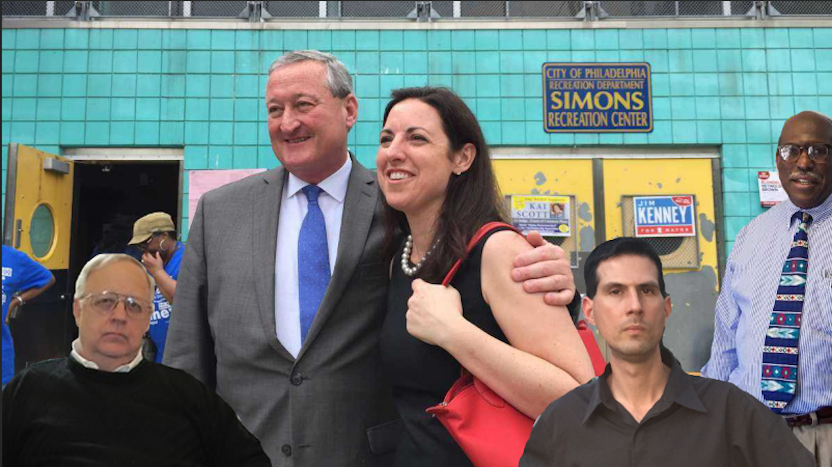  While Jim Kenney and Melissa Murray Bailey (second and third from left) are invited to all four mayoral debates, third-party candidates Jim Foster, Boris Kindij and Osborne Hart will only appear at one. (NewsWorks file art/photoshop) 