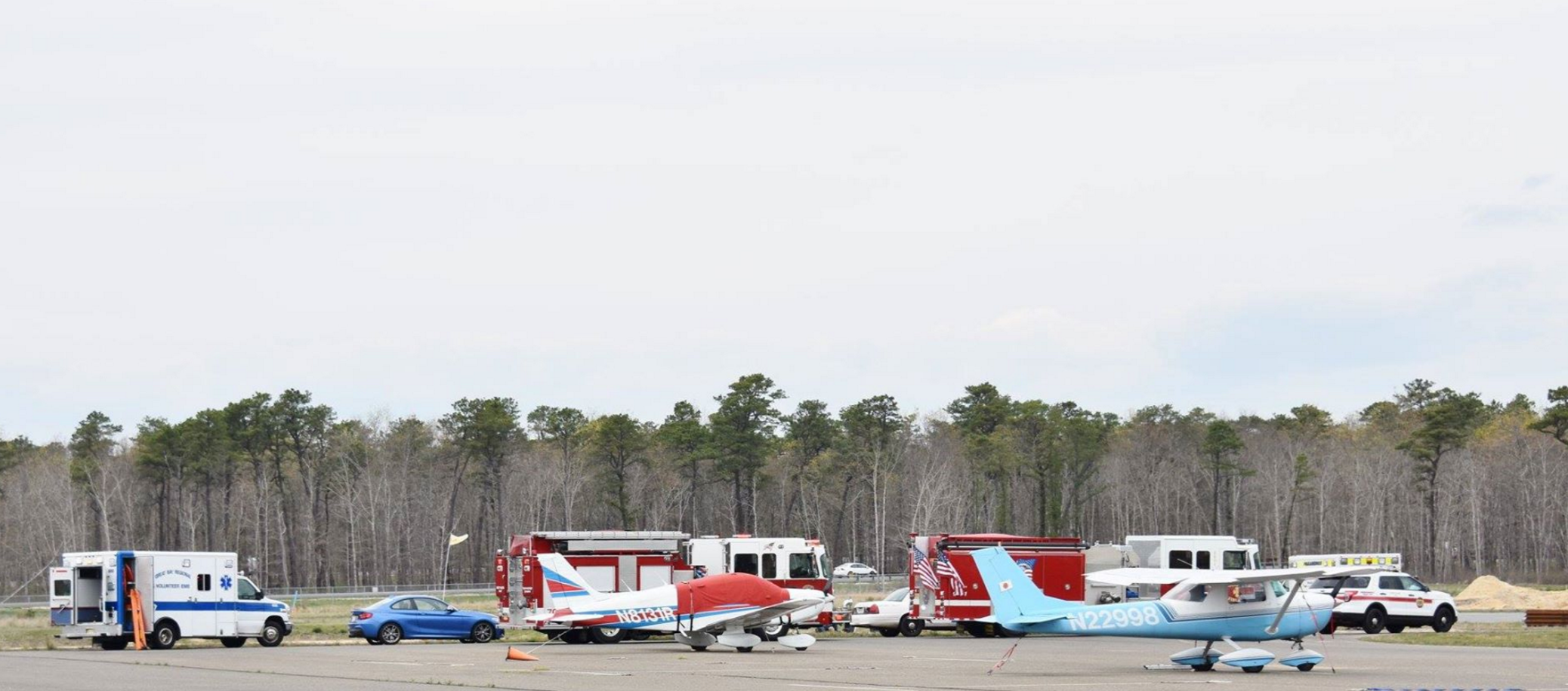 The emergency response early this afternoon at the Eagles Nest Airport in Eagleswood. (Photo: JSHN contributor Roman Isaryk)