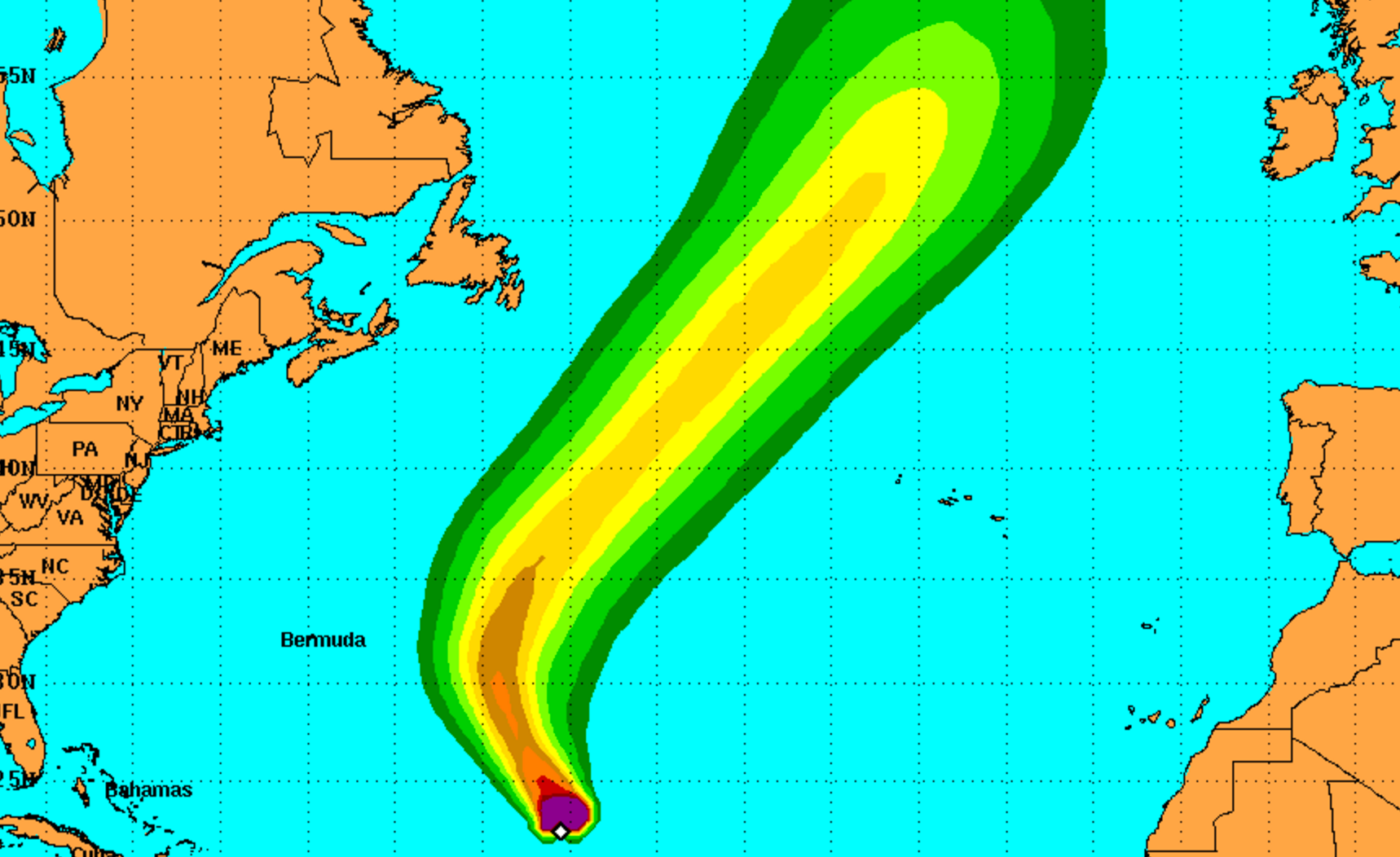 An image depicting the potential of tropical storm force winds. (Image: NHC)