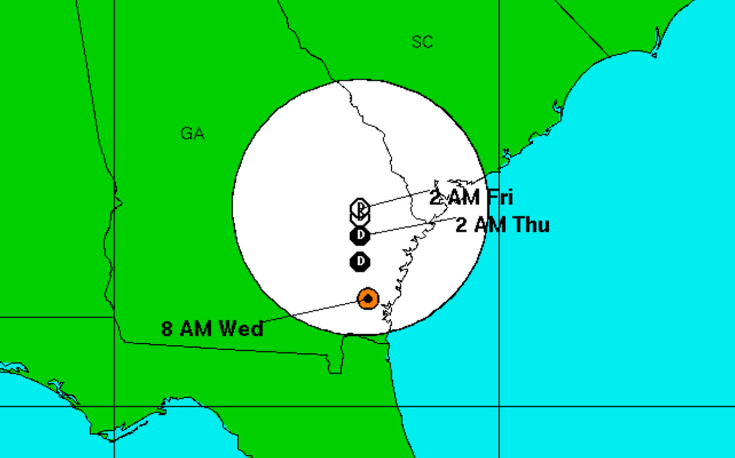 Tropical Storm Julia's expected track as of 8 a.m Wednesday. (Image: National Hurricane Center)