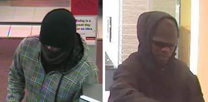  The Toms River Police Department has released an images of the Friday bank robbery suspects: Santander Bank (left) and TD Bank (right). 