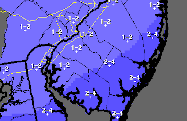  The National Weather Service's snowfall forecast.  