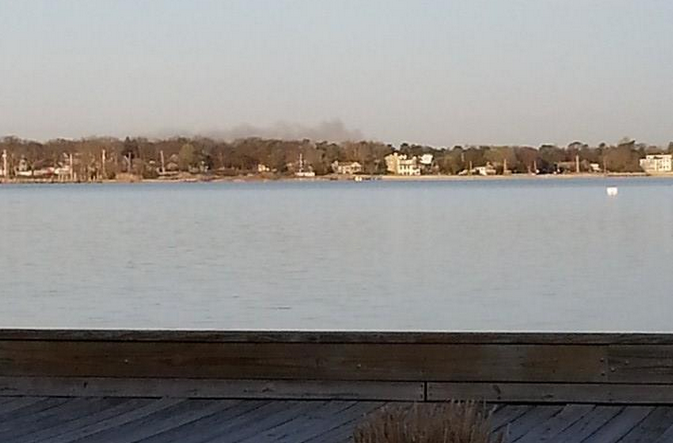  The smoke column from Berkeley as seen from Island Heights Friday morning. (Photo: Jersey Shore Hurricane News contributor Yuna Cloud) 