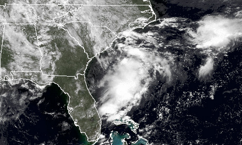  NOAA satellite imagery of the area of disorganized showers and thunderstorms off the coast of South Carolina Saturday morning.  
