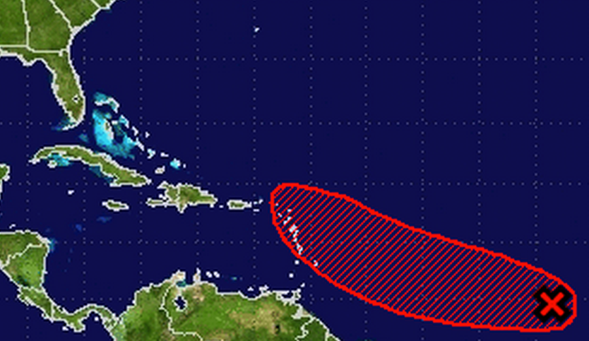 screenshot-2014-07-29-12-07-53 The 5-day experimental outlook issued by the National Hurricane Center, indicating the potential track of the disturbance.