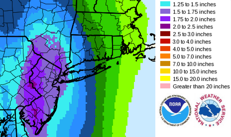 Up to two inches of rain are possible in some areas by Thursday morning
