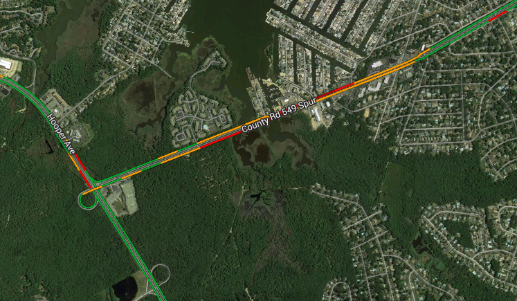 A Google Map image depicting heavy traffic near the crash scene at 4:05 p.m. Saturday.  