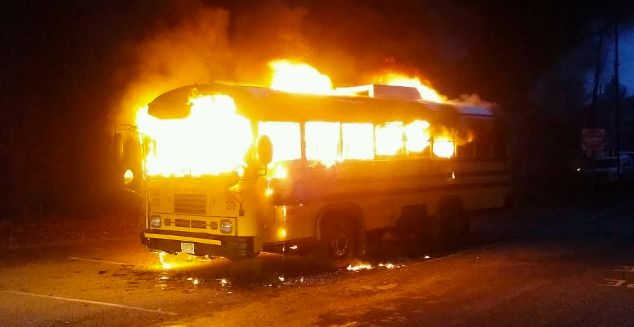  School bus occupants escaped injury after a fire broke out in the vehicle Wednesday morning, police said. (Photo courtesy of the Toms River Police Department) 