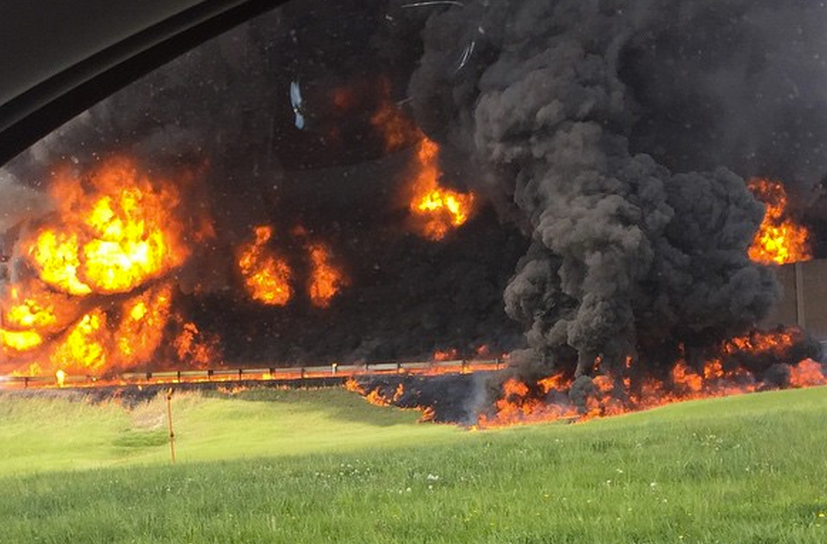  The fire as seen from the New Jersey Turnpike by cornell_hunt via Instagram.  