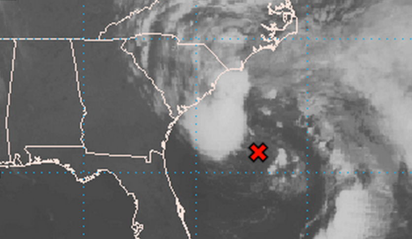  A Thursday morning satellite image of the low pressure system off South Carolina. (Image: National Hurricane Center) 