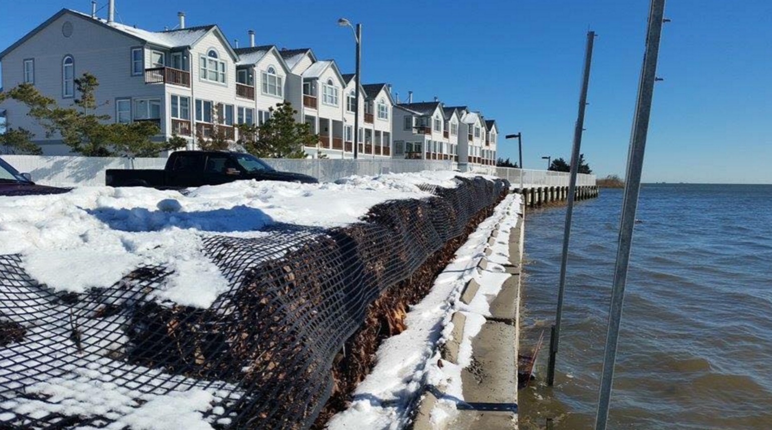  Protective leaf bales at the end of Radio Road in Little Egg Habor in late January. (Photo courtesy of Rob Libonati/Mystic Island, NJ Community Thoughts) 
