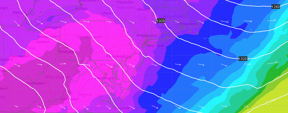 The European model shows cold air arriving Friday morning. (Image: Wunderground)