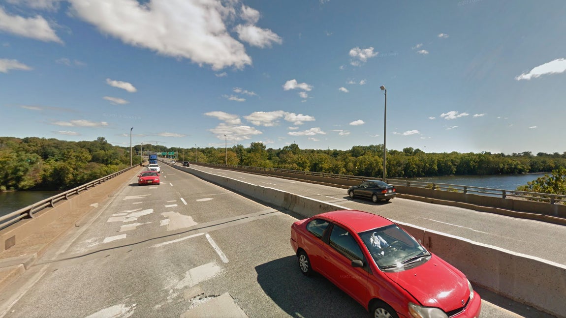 The Scudder Falls Bridge over the Delaware between Yardley, Pa., and Ewing Township, N.J. (Google Maps)