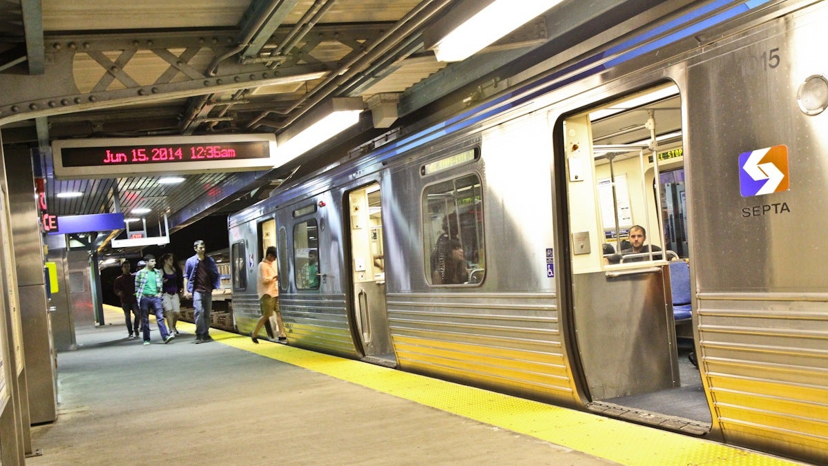 A SEPTA Market-Frankford line train prepares to leave the station. (Kimberly Paynter/WHYY)