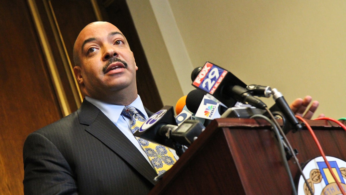  Philadelphia District Attorney Seth Williams is shown speaking to the press in November 2013. (Kimberly Paynter/WHYY, file) 