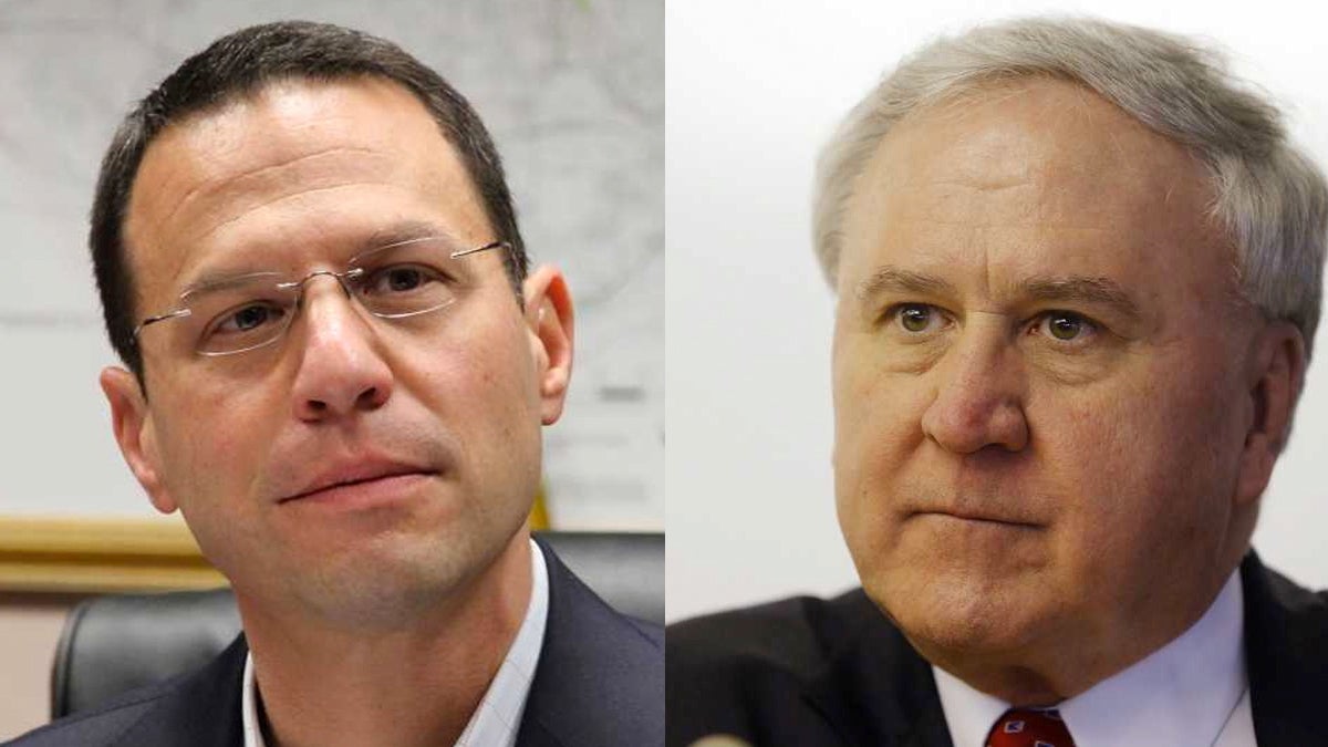 Candidates for Pennsylvania Attorney General (from left) Josh Shapiro and John Rafferty. (NewsWorks and AP file photos)
