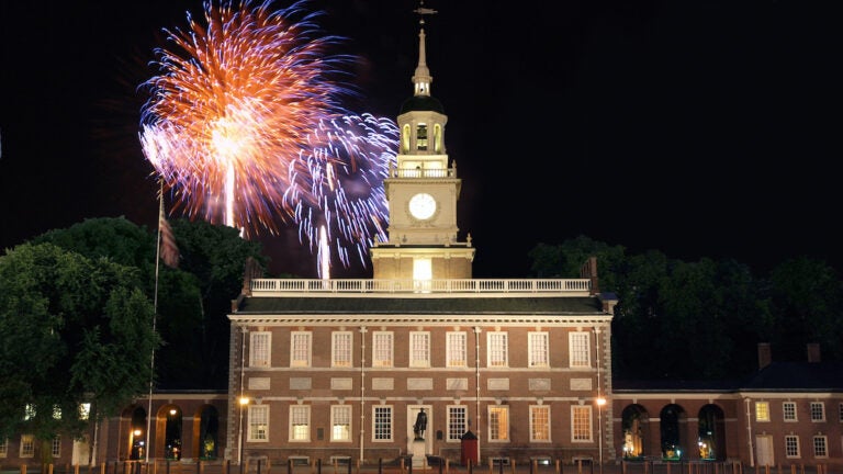 Fireworks at Independence Hall photo via ShutterStock