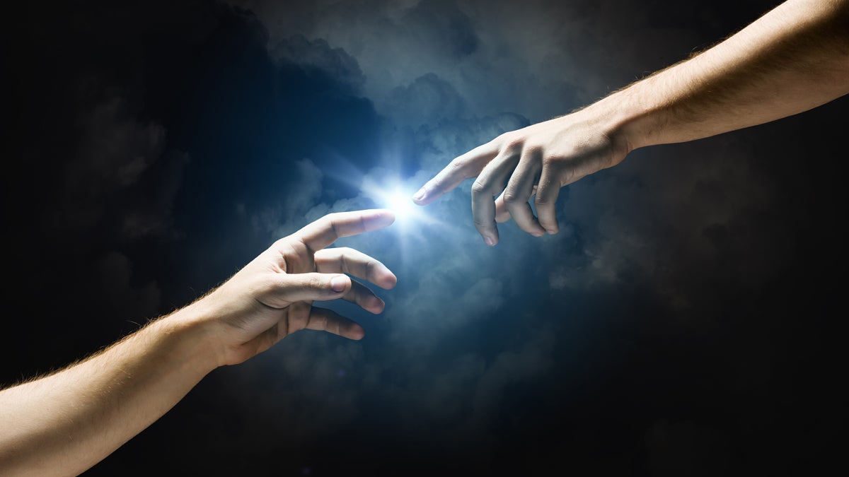  (<a href='http://www.shutterstock.com/pic-152934551/stock-photo-michelangelo-god-s-touch-close-up-of-human-hands-touching-with-fingers.html'>The touch of God</a> image courtesy of Shutterstock.com) 