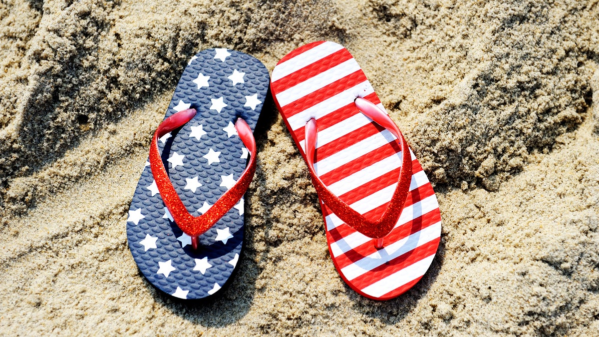  (<a href='http://www.shutterstock.com/pic-79755328/stock-photo-pair-of-flip-flop-on-sand-of-jersey-shore-with-usa-flag-pattern-on-it.html'>Flip-flops on sand image</a> courtesy of Shutterstock.com) 