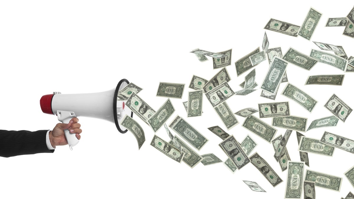  (<a href='http://www.shutterstock.com/pic-173853539/stock-photo-arm-holding-megaphone-speaking-money-money-talks.html'>Money talks</a> image courtesy of Shutterstock.com ) 