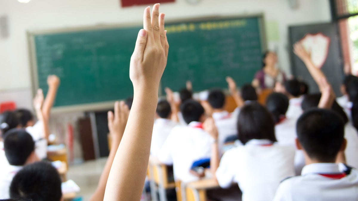  (<a href='http://www.shutterstock.com/pic-157595564/stock-photo-raised-hands-in-class-of-middle-school.html'>Students with hands raised</a> image courtesy of Shuttertock.com) 