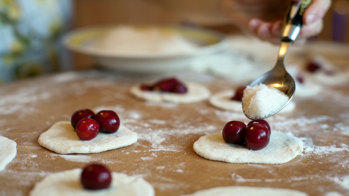  (<a href='http://www.shutterstock.com/pic-59042476/stock-photo-an-image-of-raw-dumplings-with-fresh-cherries.html'>Cherry varenikes image</a> courtesy of Shutterstock.com) 