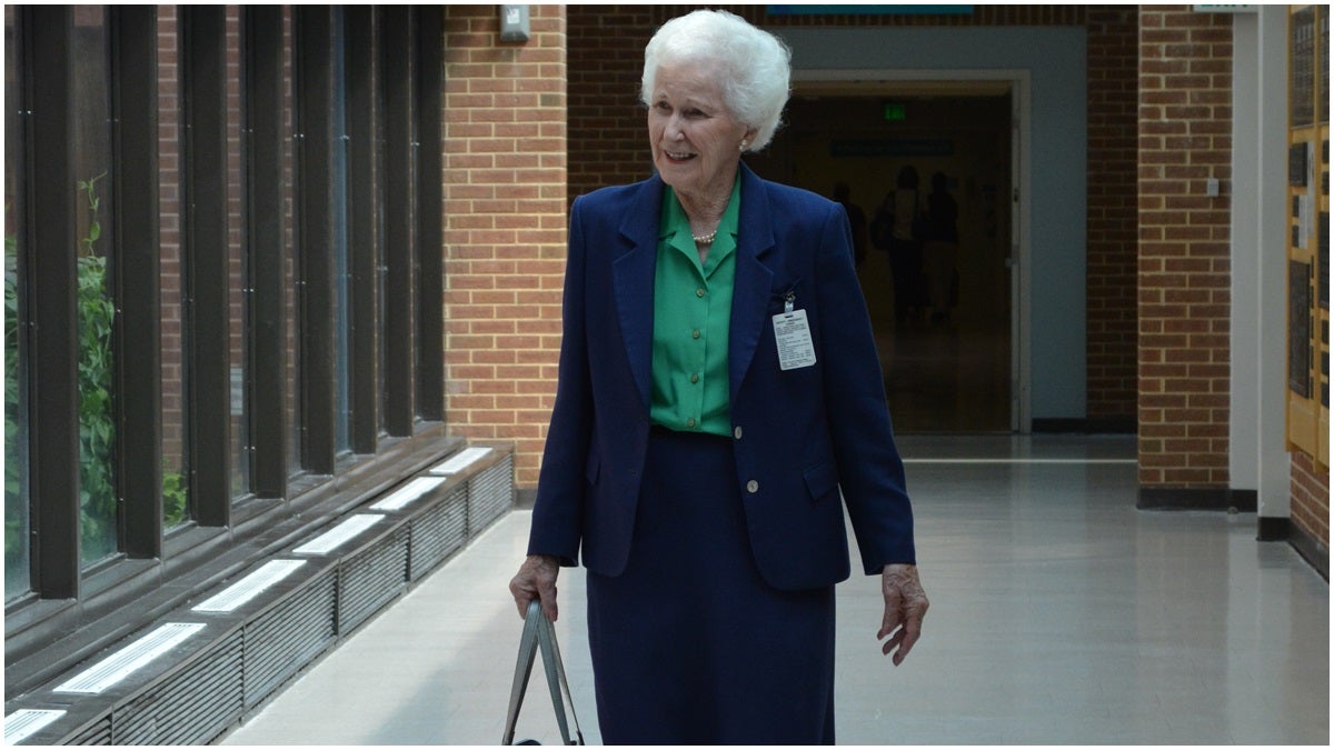  84-year-old Sigrid Mills has not missed a volunteer day in more than 10 years (photo courtesy of Bayhealth Medical Center)  