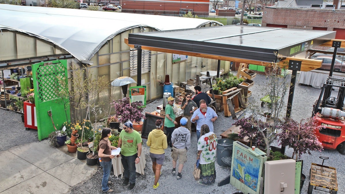  Sunora Energy Solutions designed and installed the 'solar farm stand,' which will provide shade for customers while generating an estimated 4,900 kilowatt-hours of pollution-free energy a year. (Kimberly Paynter/WHYY) 