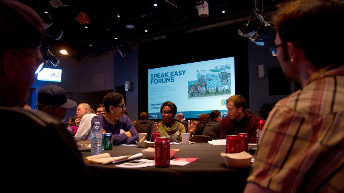  About 100 people gathered at WHYY studios for the first in a series of public Speak Easy forums. The topic this time, 