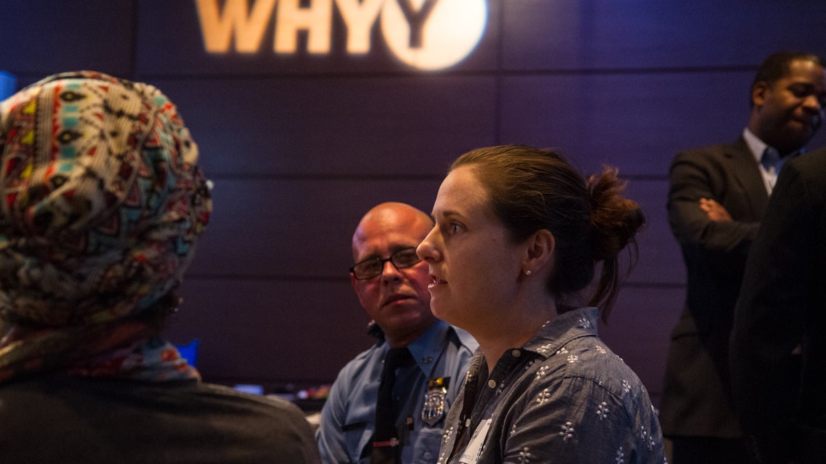  Neighborhood leaders, city employees, a few police officers, and citizens who simply wanted to learn more attended a community policing forum at WHYY on Nov. 17. (Ifanyi Bell/for NewsWorks) 