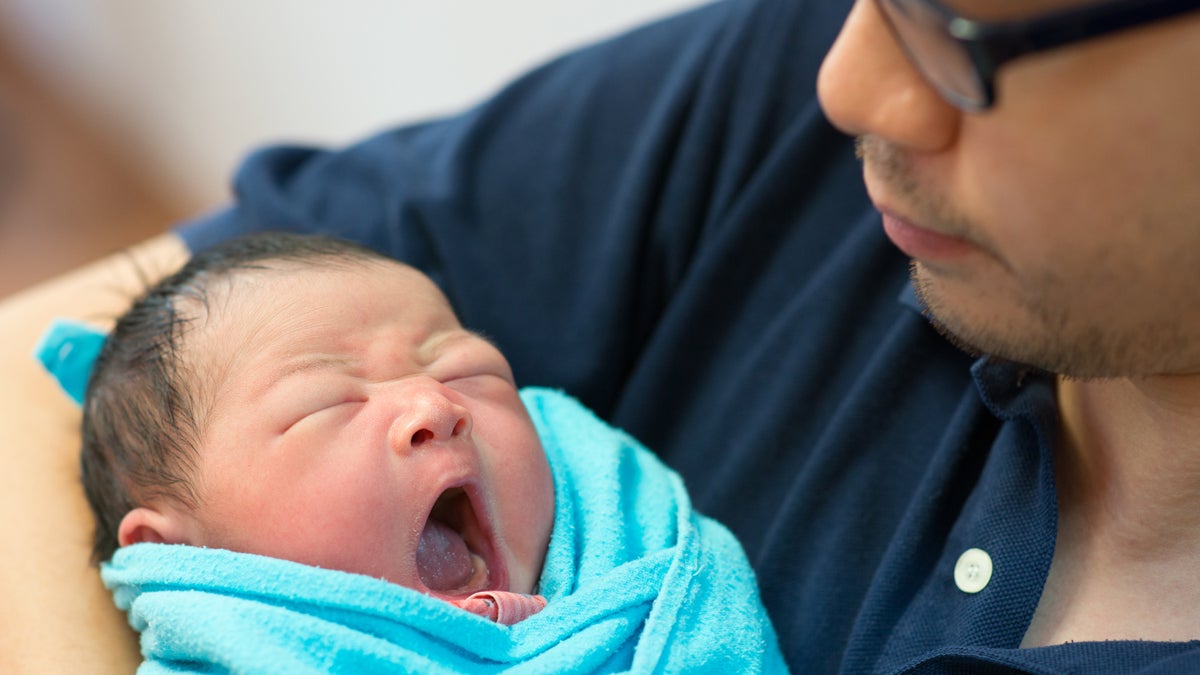  It's not yet clear if the mechanism exists in humans, but it might be an important way that fathers influence their kids' risk of neurodevelopmental disorders.(<a href=“http://www.shutterstock.com/pic-135950456/stock-photo-asian-father-and-newborn-baby-girl-in-hospital.html?src=SIaOpUGAAhXgMgrwB2OWkg-1-21”>Photo</a> via ShutterStock) 