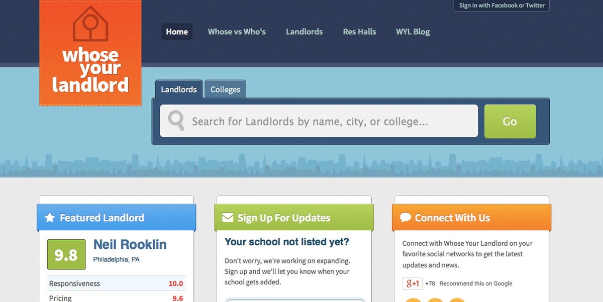  Temple grads invite students to rate off-campus landlords (Screenshot of whoseyourlandlord.com) 